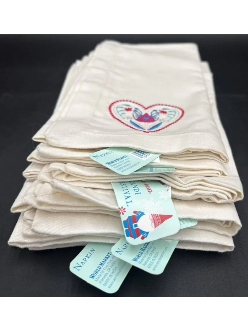 Cloth Table Napkins 20 x 20 Set of 6 Heart Soft Washable Cotton Reusable Napkins